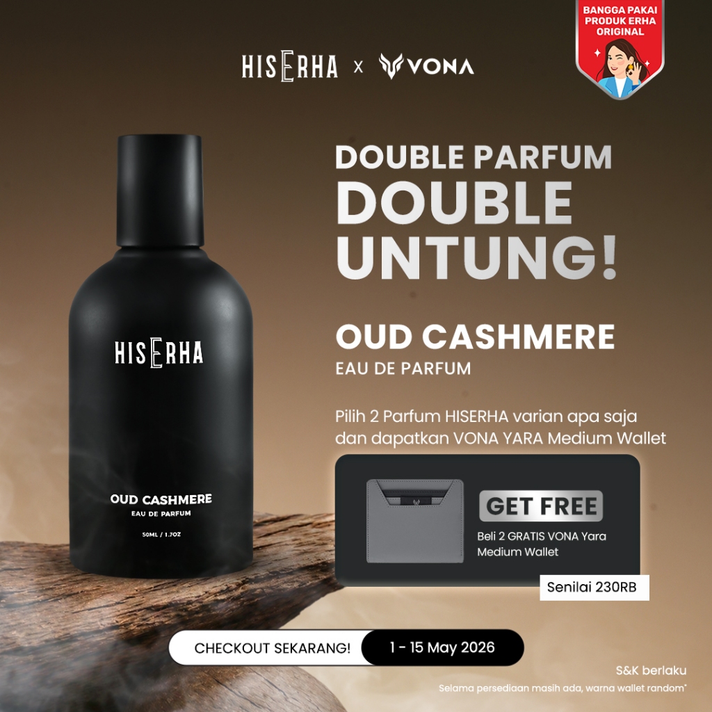 HIS ERHA OUD CASHMERE Eau de Parfum – 50 ml - Parfum Pria Tahan Lama, Cowok Maskulin Premium Wangi A