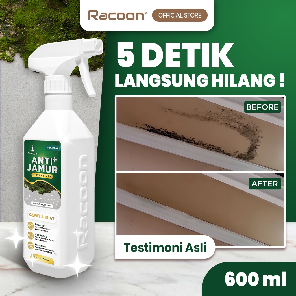 RACOON Spray Anti Jamur Instant Max 600ML  | Anti Lumut / Black Mold & Jamur Dinding / Jamur Plafon