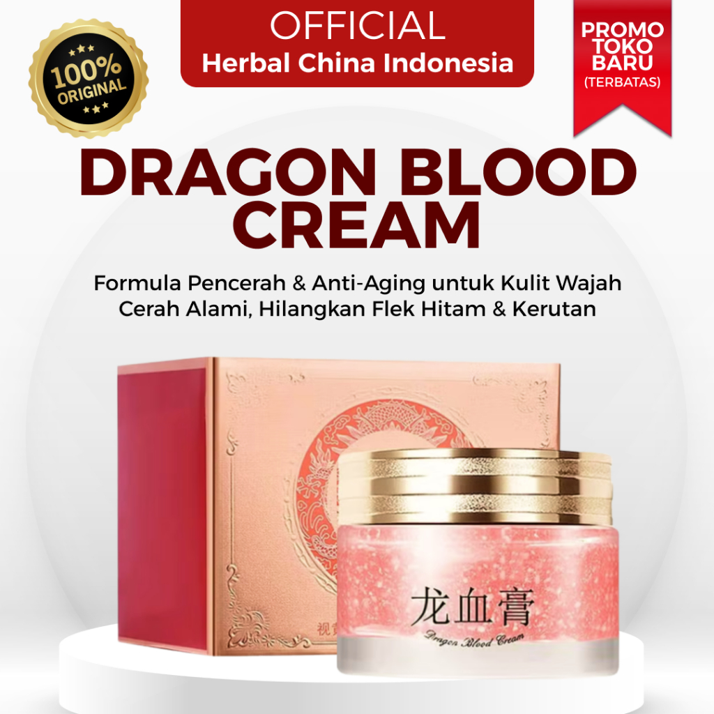 Krim Dragon Blood Cream 50gr - Pencerah Wajah Alami Pemutih Concealer Krim Pemutih Muka Putih Glowin