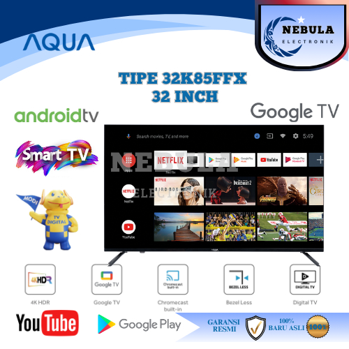LED TV AQUA 32 INCH SMART ANDROID GOOGLE TV DIGITAL TV NEW SERIES