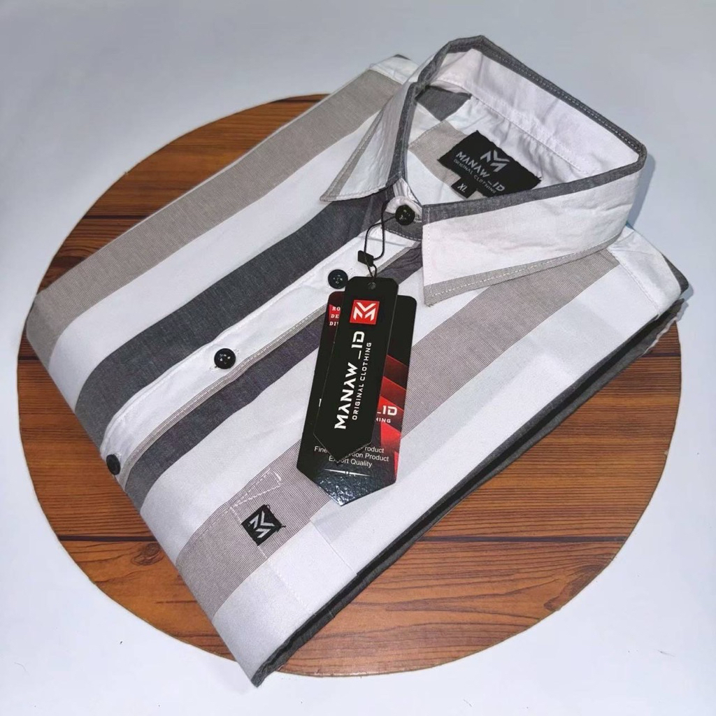 kemeja motif garis lengan pendek pria big size kemeja salur jumbo lengan pendek pria kemeja premium
