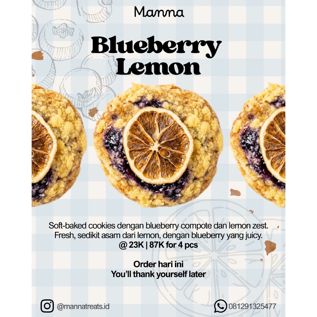Manna Soft Cookie rasa Blueberry Lemon Cookies | Fresh Baked Premium Soft Cookies
