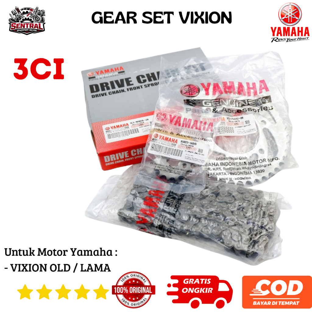 ori Gear Set motor yamaha vixion old 3C1 Sentral Sparepart Motor
