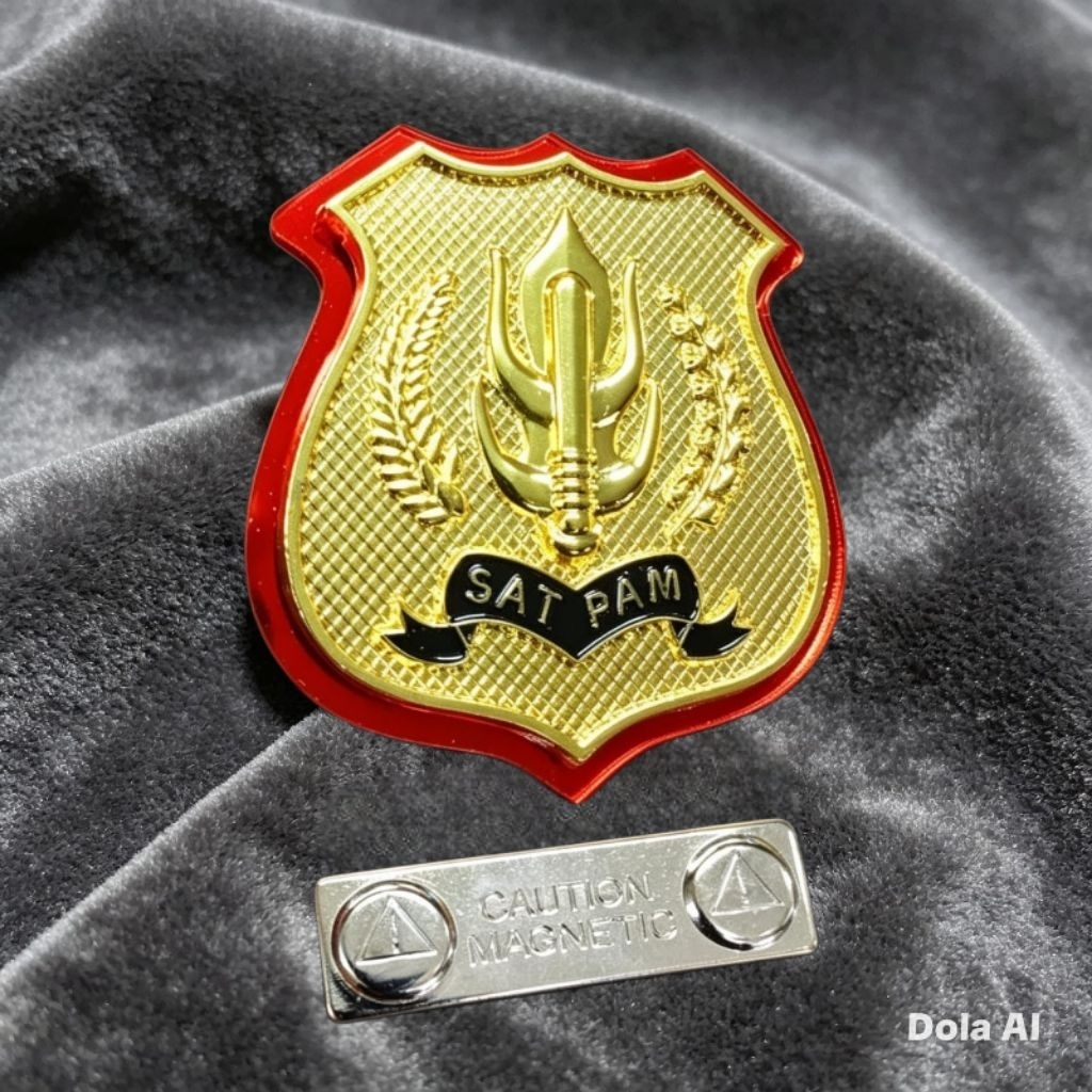 pin satpam besar kewenangan satpam mika  lencana gold
