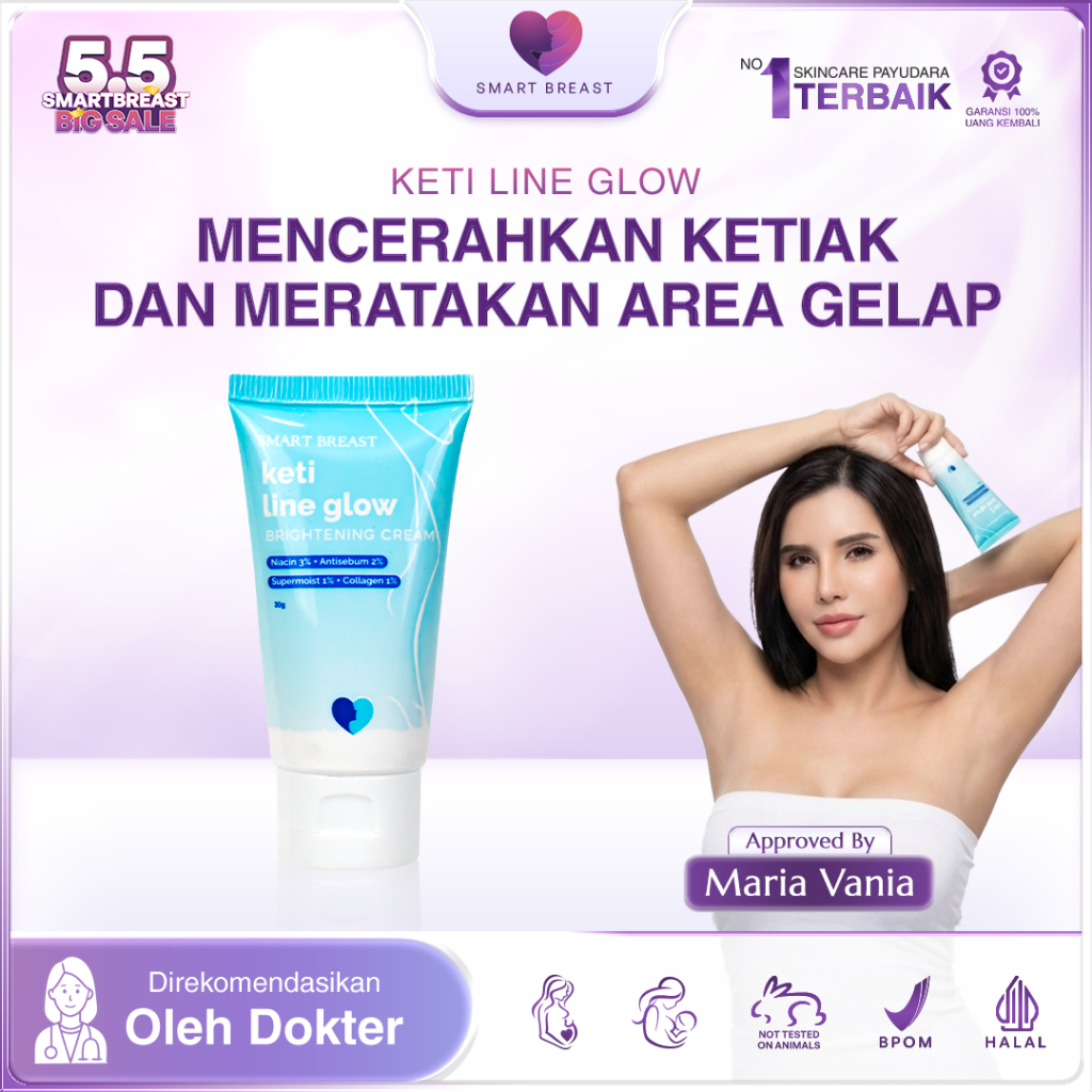 Smart Breast Keti Line Glow Brightening Cream | Underarm Pemutih Ketiak, Selangkangan, Siku, Lutut d