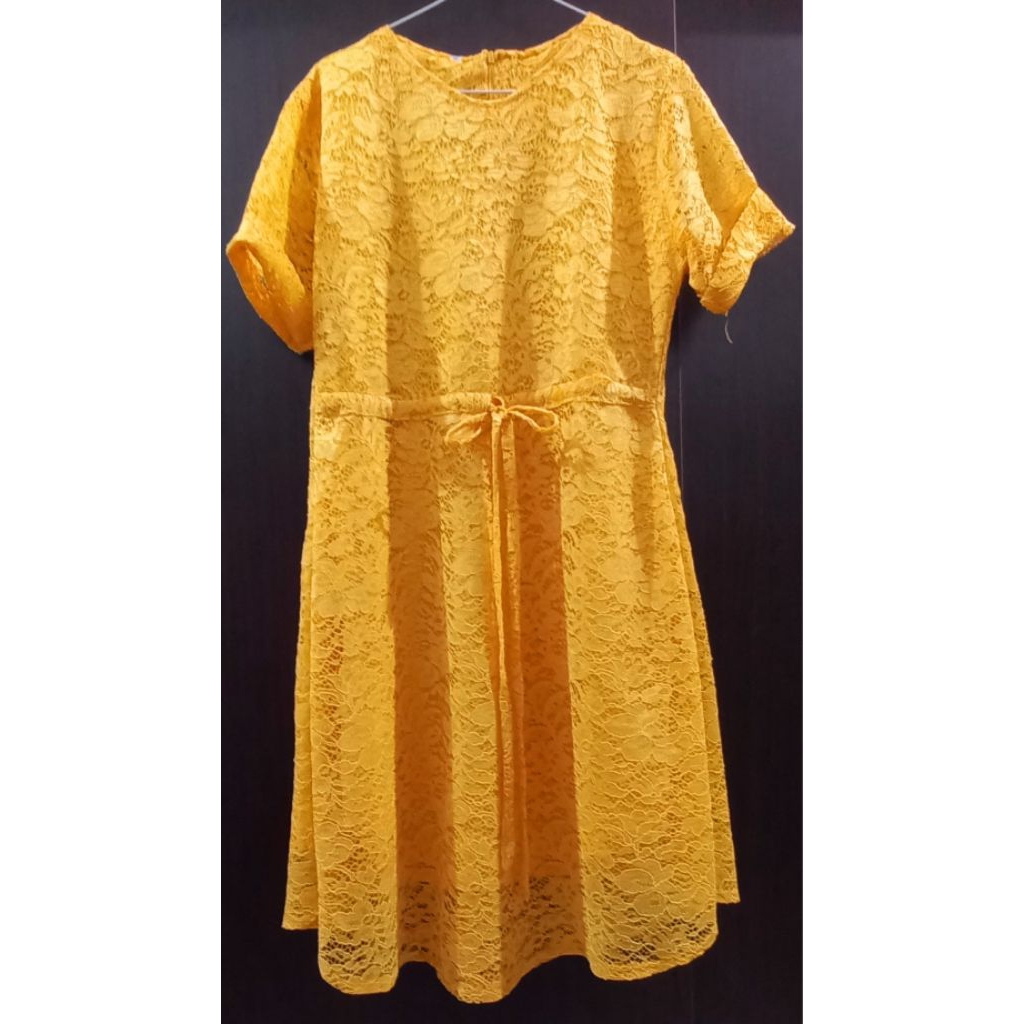 DRESS BROKAT KUNING [ LIKE NEW ]