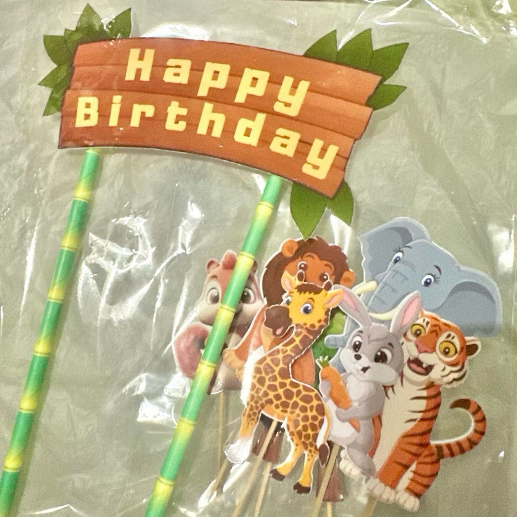Cake topper animal zoo tema hewan custom nama