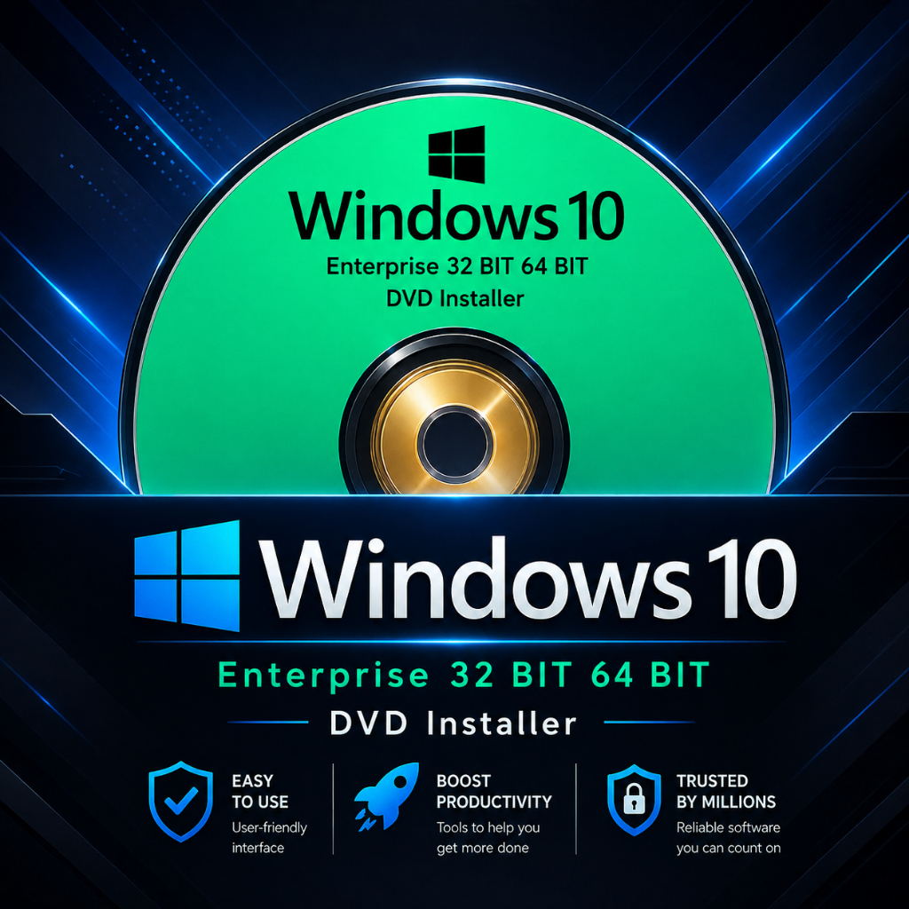 DVD Windows® 10 Enterprise 32-Bit 64 Bit | Product Key License Original