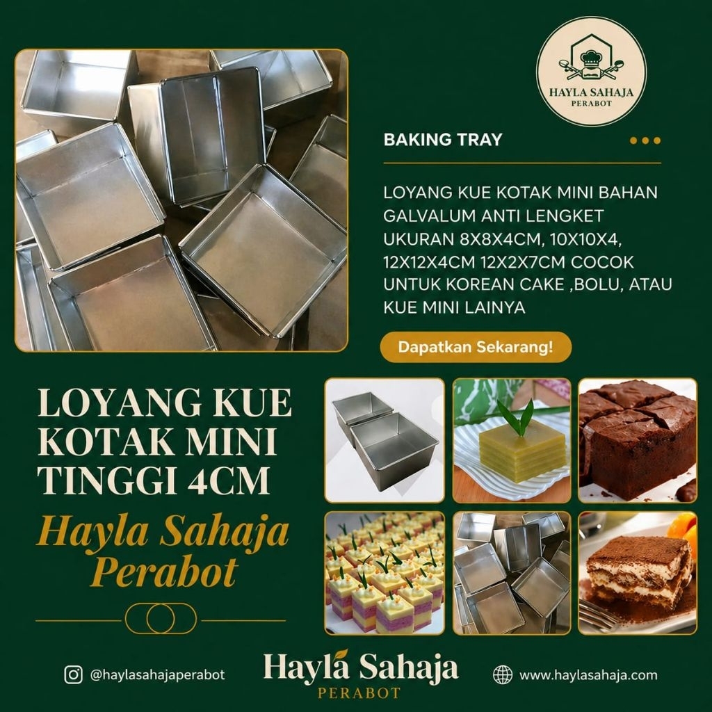 Loyang Kue Kotak Mini Galvalum | Loyang Korean cake/Bolu/Kue Lapis/Kue Tart/Brownies