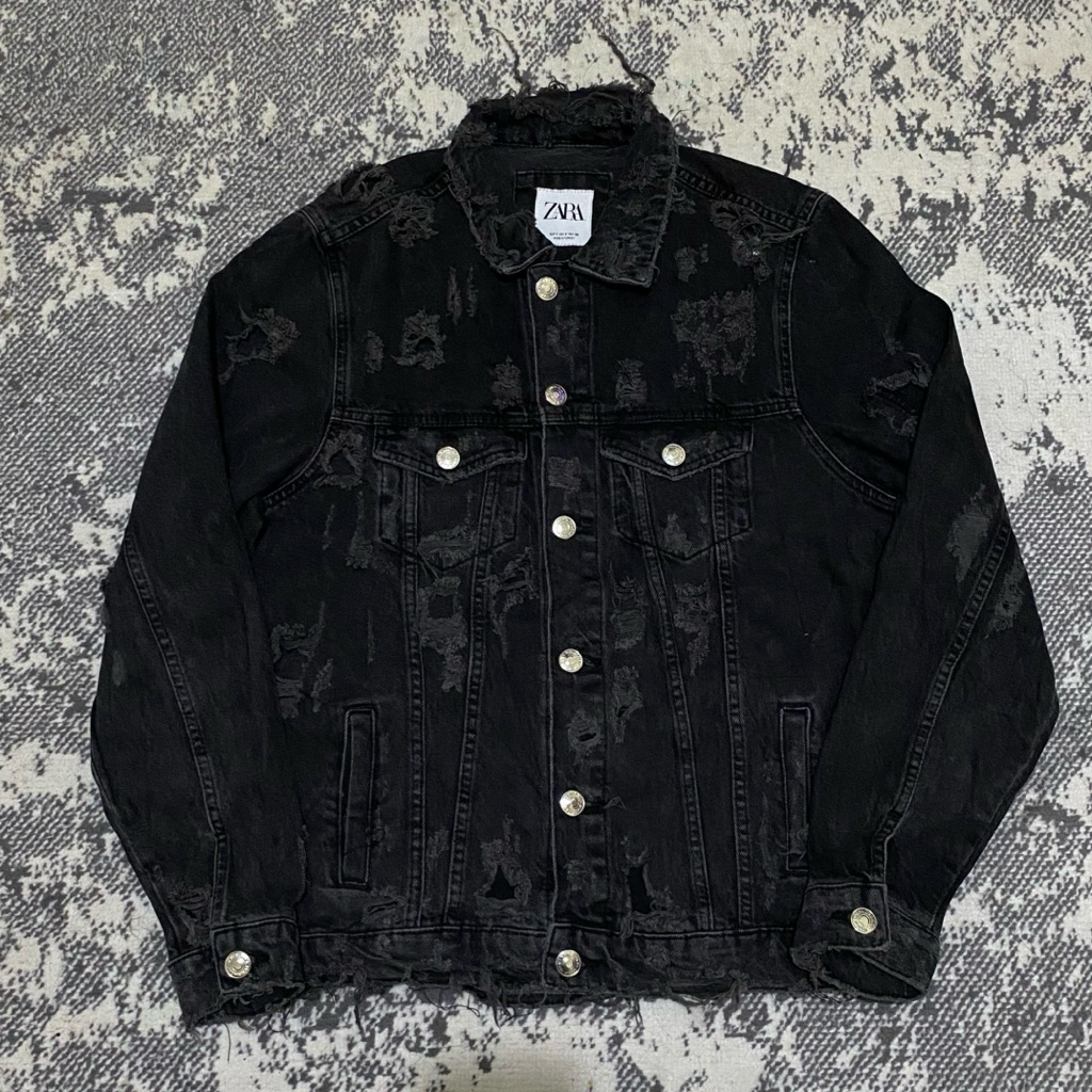 zara denim ripped jacket