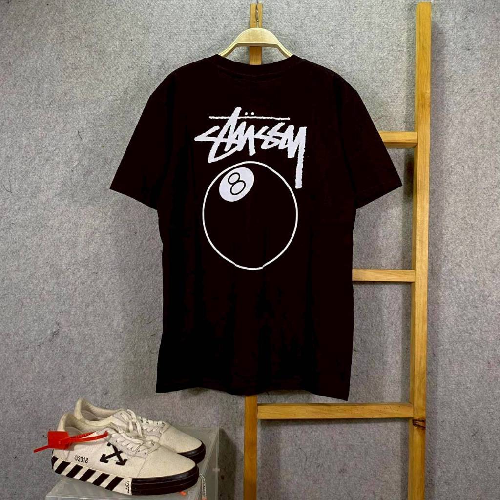 KAOS T-SHIRT STREETWEAR STUSSY 8 BALL OUTLINE HITAM