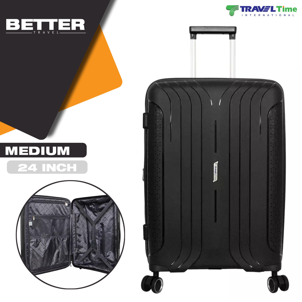 Koper hardcase polypropylene 24 inch TRAVEL TIME expandable dapat di perbesar tsa lock original