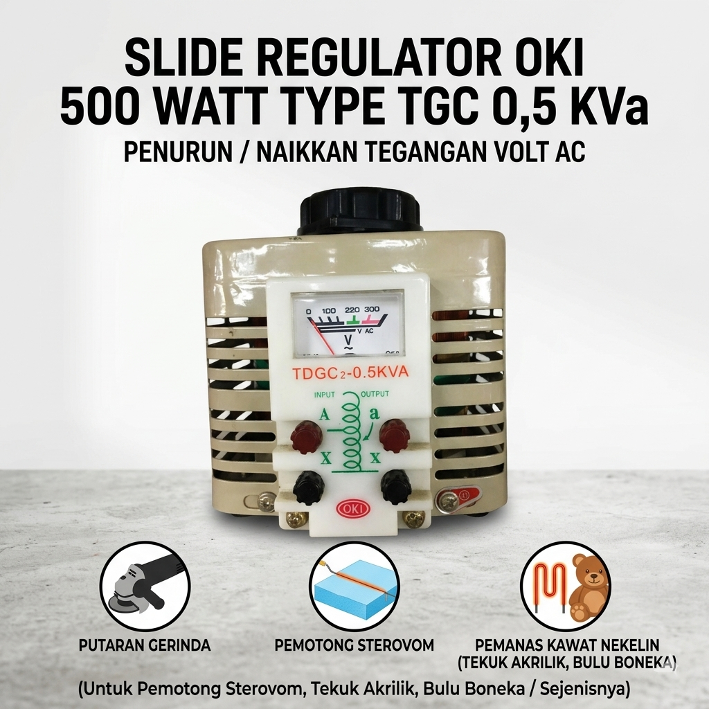 regulator oki 500 watt slide tegangan adjustable ac voltage penurun naik gerinda pemanas