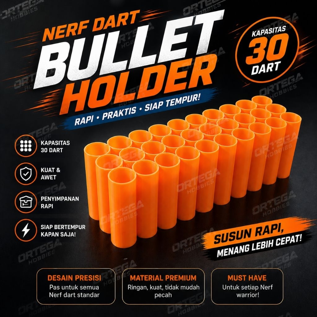 Nerf Dart Bullet Holder 30 Slot | Tempat Peluru Nerf Rapi | Stand Penyimpanan Dart Blaster | 3D Prin