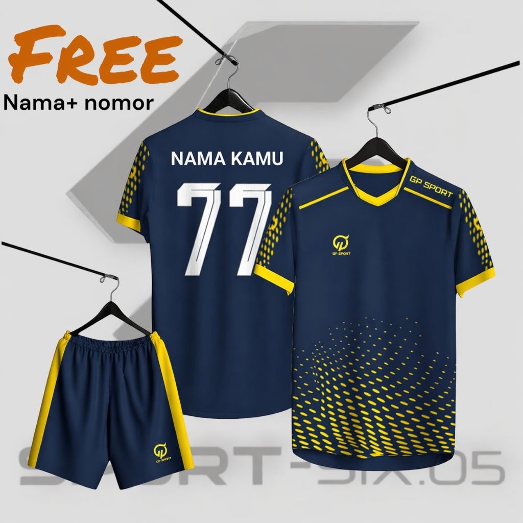 (ISI 12 PCS) (FREE) CUSTOM NAMA+NOMOR+SPONSOR+LOGO setelan baju Jersey olahraga sepak bola dan futsa