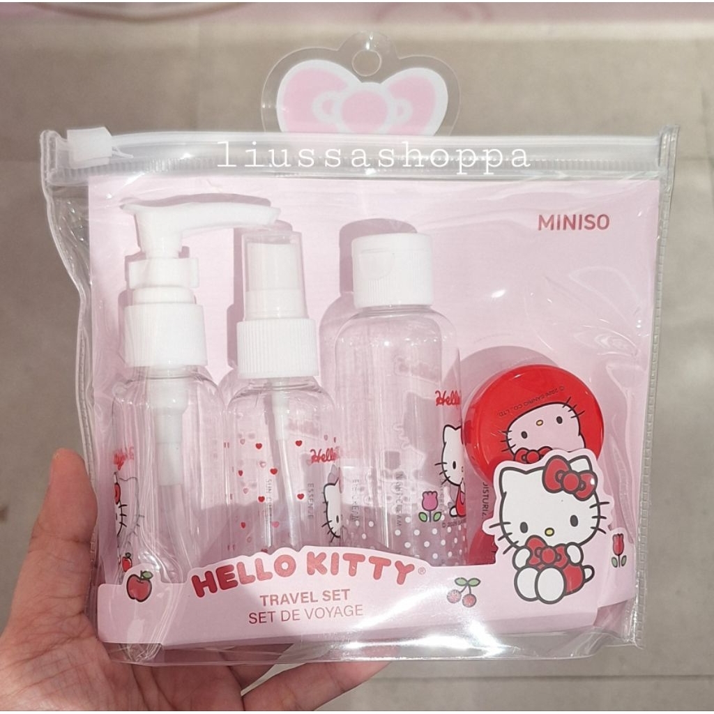 Travel Kit Miniso - Hello Kitty 5 Piece Travel Bottle Set