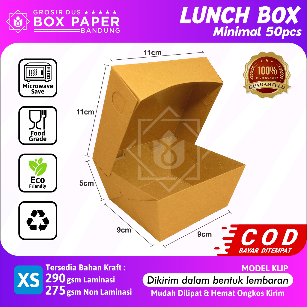 Box Dimsum Size XS 290gsm Takoyaki Bola Ubi Kotak Makan Kertas Kraft