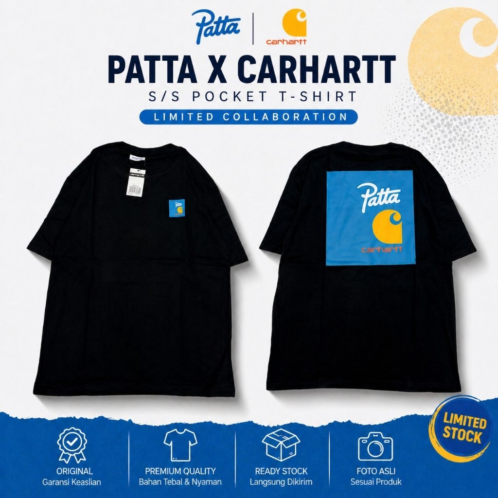 Kaos Patta x Carhartt Original Style Oversize Premium | T-shirt Pria Wanita Kekinian | Baju Distro K