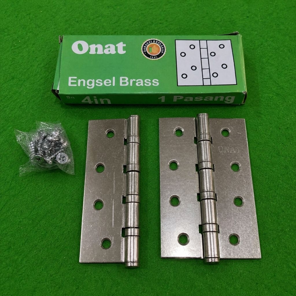 ENGSEL BRASS ONAT 3" 4" SILVER / ENGSEL PINTU TEBAL / ENGSEL JENDELA
