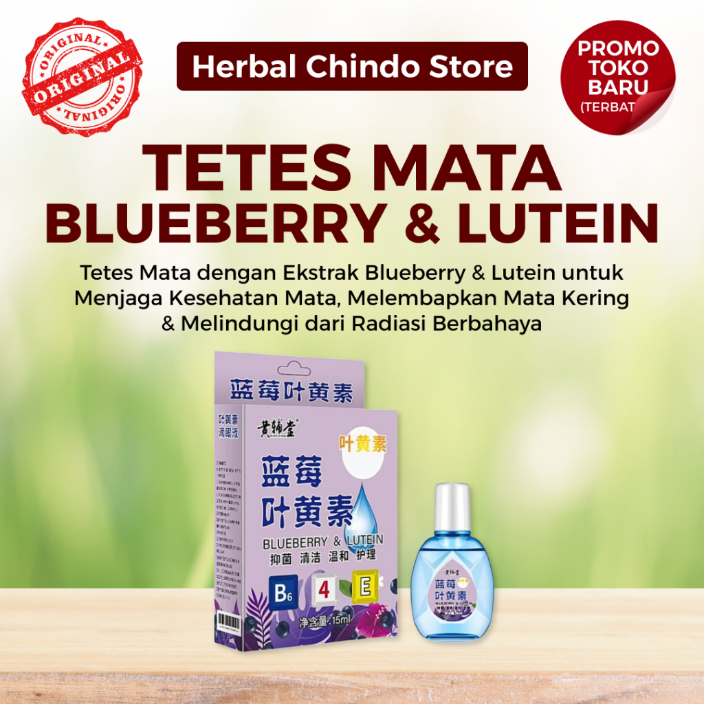 Obat Tetes Mata Blueberry & Lutein 15ml - Eye Drops Menyegarkan Mata Merah Karena Kering Ruangan AC 