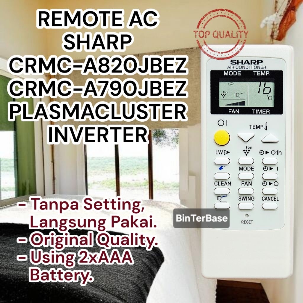 Remote remot AC Sharp CRMC - A790JBEZ Plasmacluster A820JBEZ Inverter kw Ori original Quality pabrik