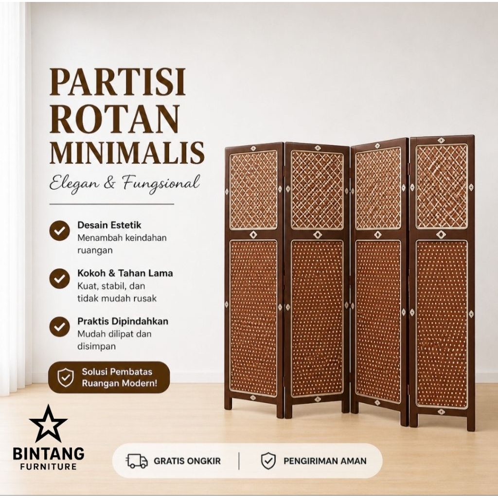 Sketsel Pembatas Ruangan Rotan Sintetis Partisi Penyekat Ruangan Minimalis