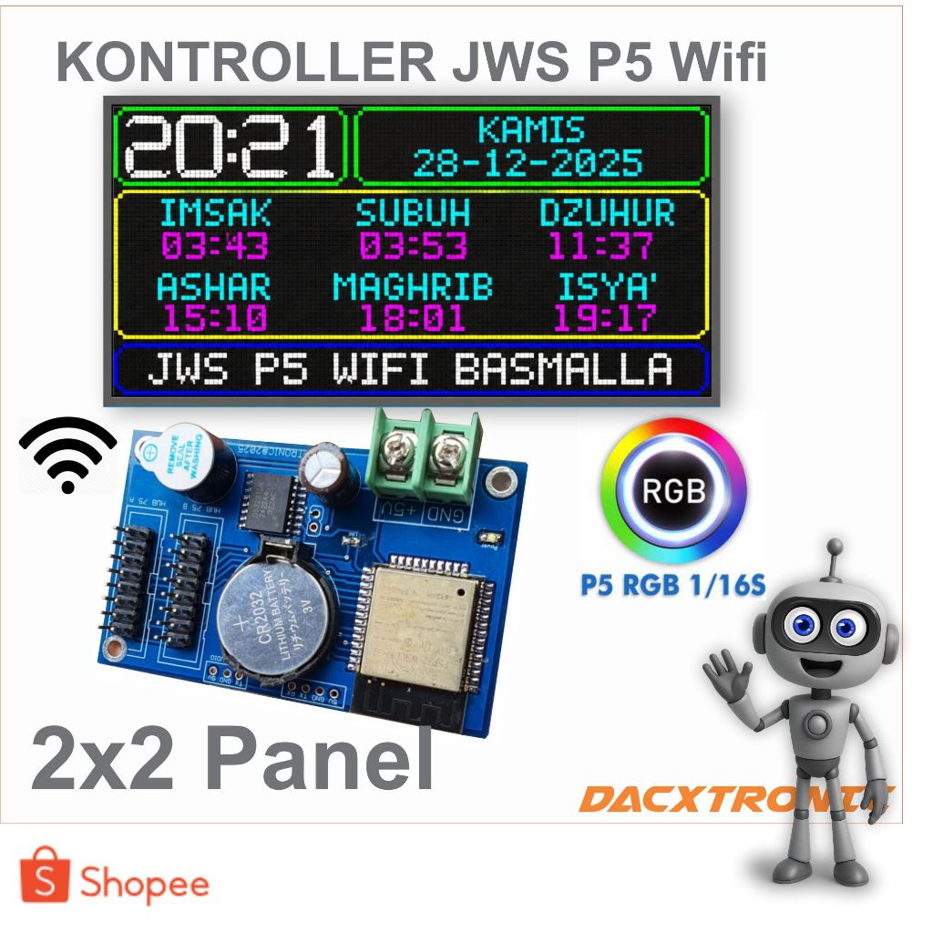 Kontroller JWS P5 RGB 2X2 Panel Full Color Auto Tartil