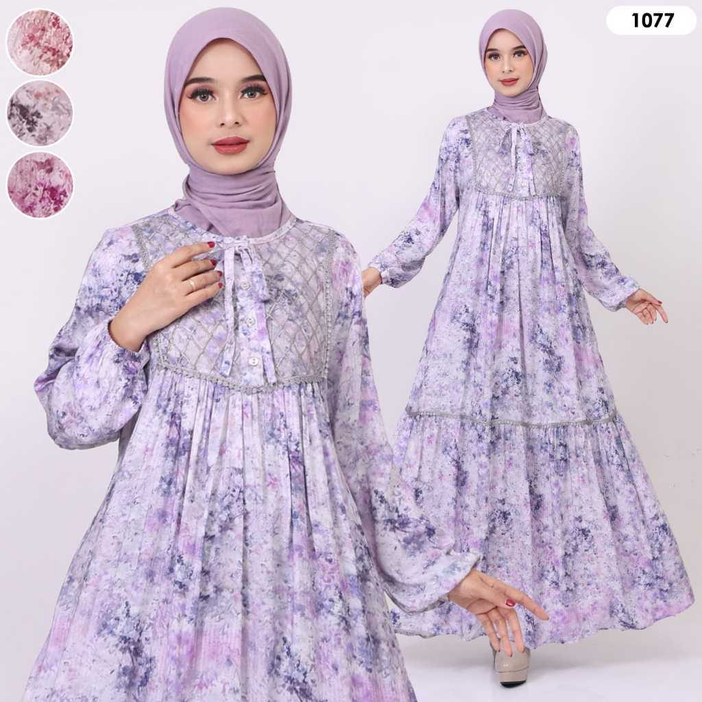 Zeeya Collection Zalia Midi Baju Dress Gamis Wanita Rayon Twill Premium All Size