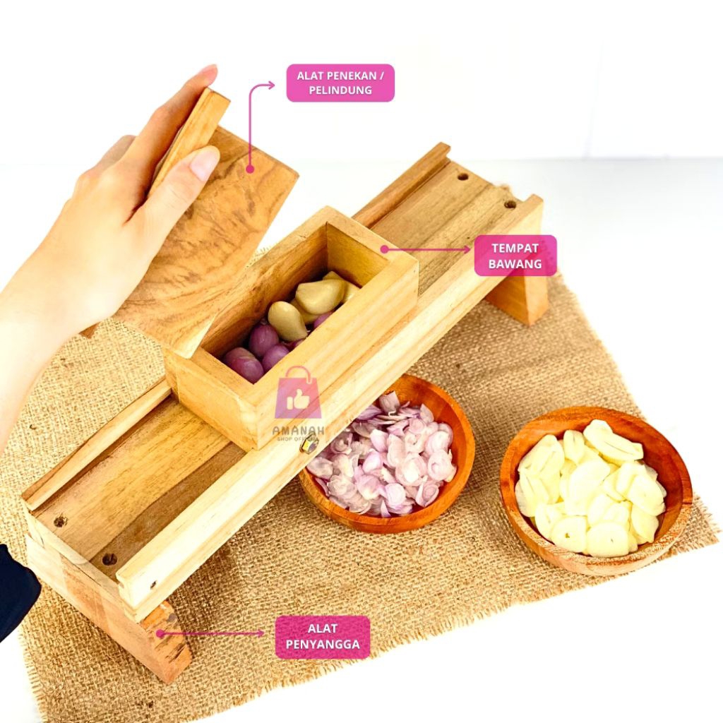 Pemotong Bawang Merah alat pengiris keripik pemotong pisang Pasah Bawang serbaguna bahan kayu jati /