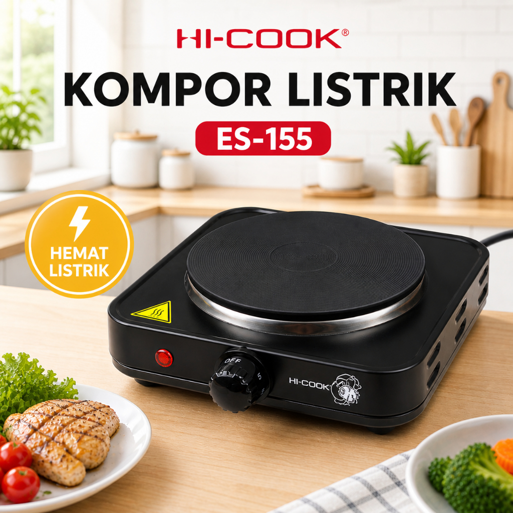 Kompor Listrik Hi-Cook ES-155 Portable Kompor Elektrik 1 Tungku Hemat Listrik Kompor Masak Anak Kos