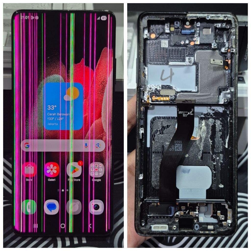 Lcd copotan Samsung s21 ultra, minus garis sesuai foto