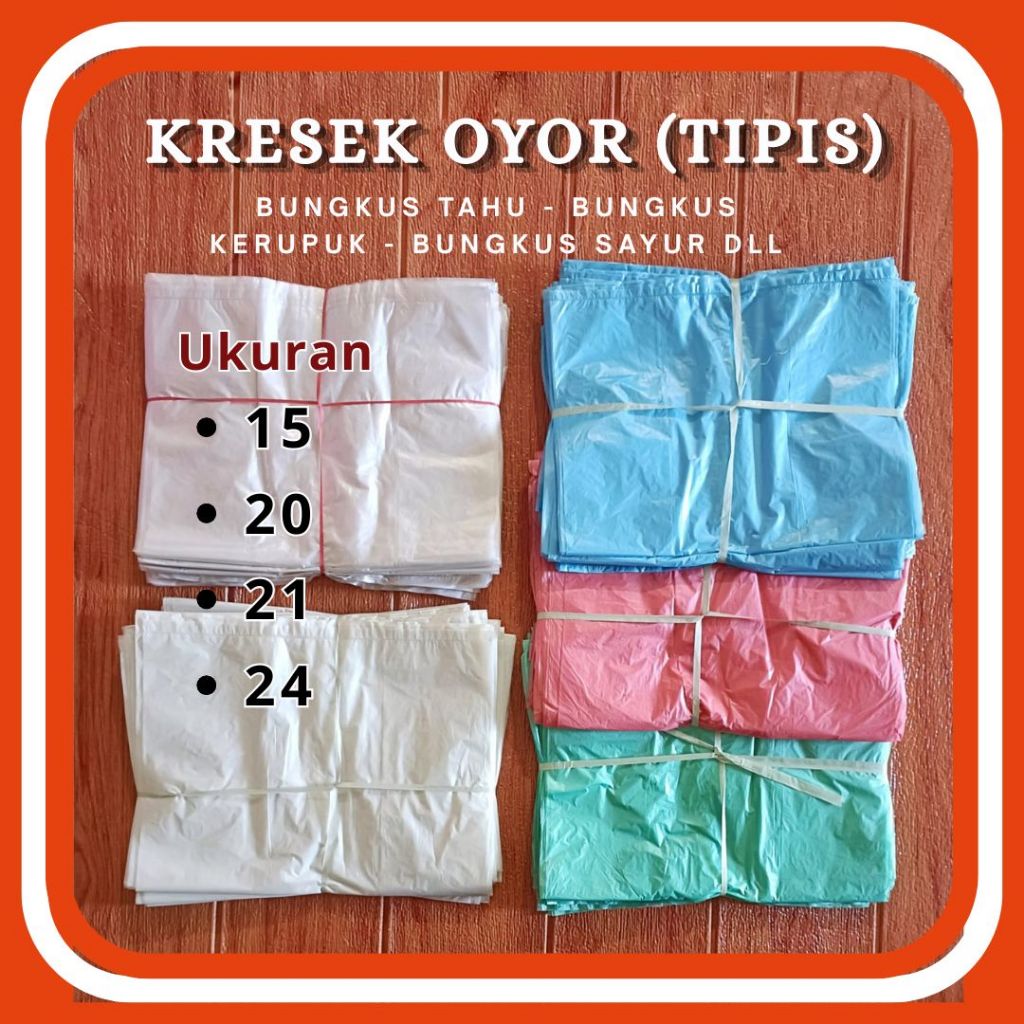 Kresek Oyor Tipis Putih dan Warna Kresek Tahu Ukuran 15 20 21 24 Kresek Sayur Kerupuk