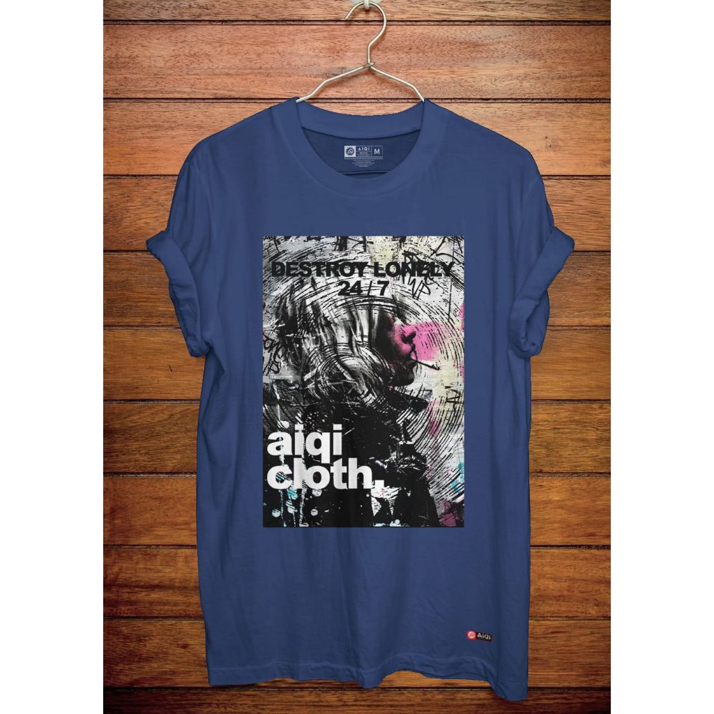 [FREE ONGKIR] Kaos Original AIQI Clothing - Destroy Lonely (Blue Jean)