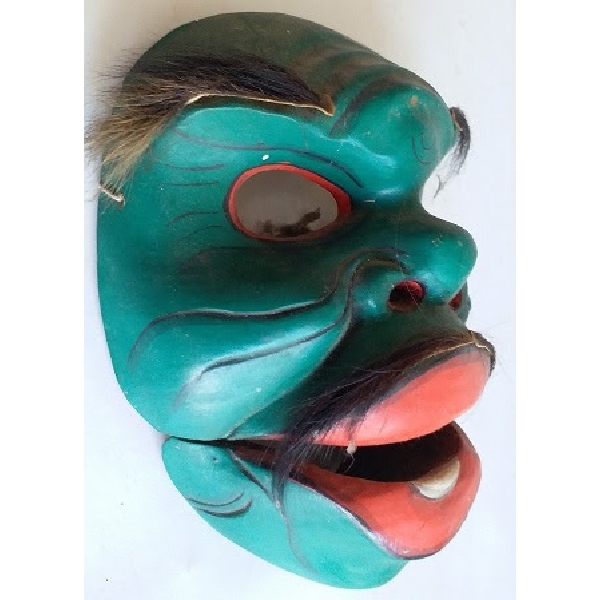 Antik pahatan topeng kayu primitif folks art figur wajah Butho Ijo jawa