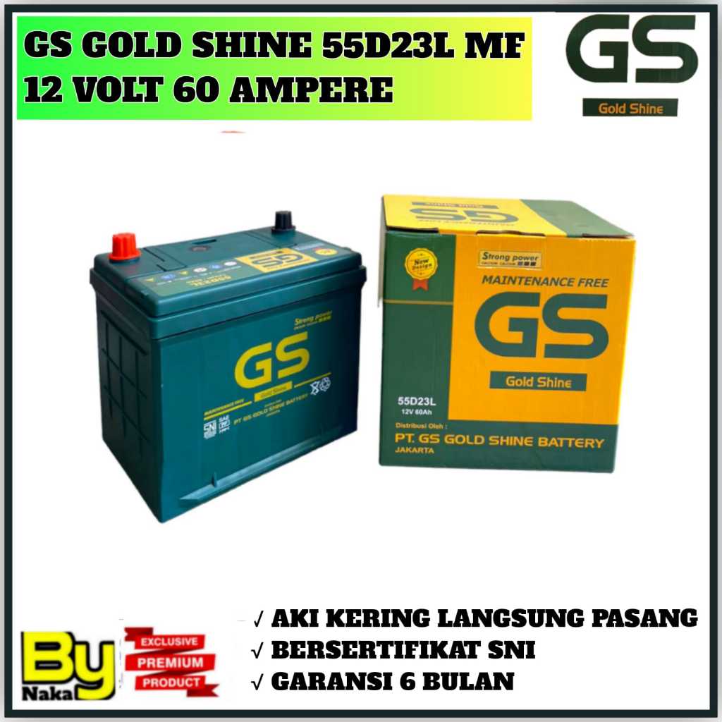 Aki Mobil MAZDA/Alphard/Camry/X trail/Outlander/Fortuner/New Serena GS Gold Shine 55D23L aki kering 