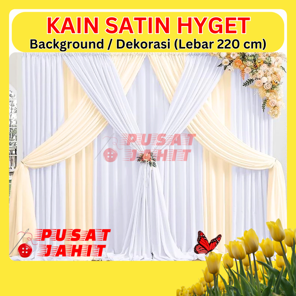 HYGET - Kain Dekorasi Dekor Background Begron Abutai Backdrop Wedding Pelaminan Lamaran