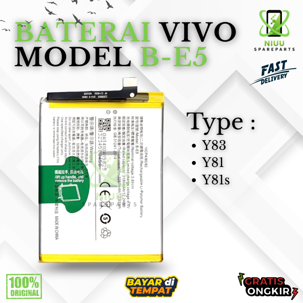 BATERAI BATTERY B-E5 VIVO Y83 / Y81 DOUBLE [IC POWER] ORIGINAL