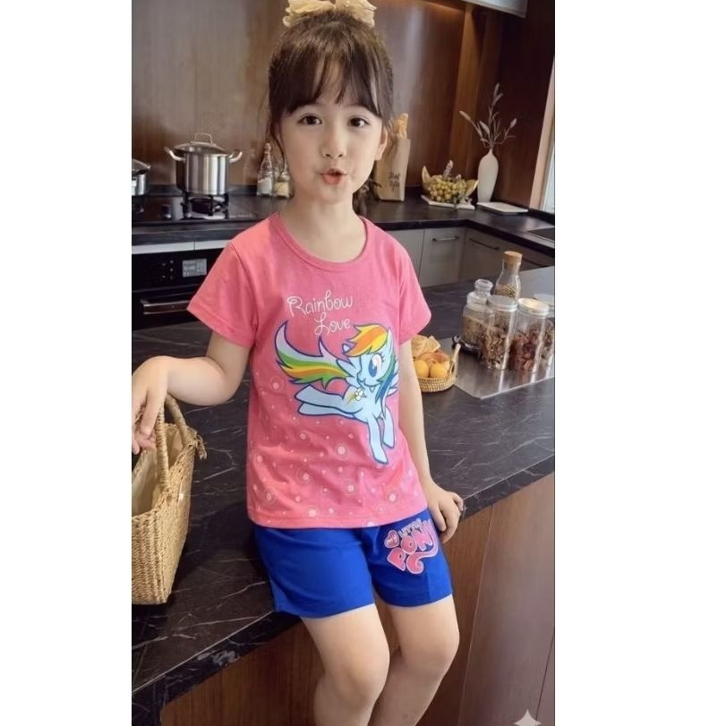 Setelan Anak Perempuan My Little Pony Rainbow Dash 1-10 Tahun Set Anak Cewek Baju Rumah Santai