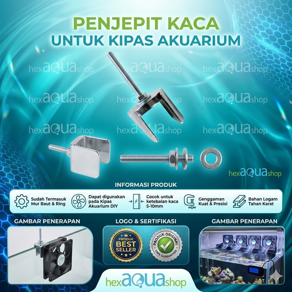Jepit Kipas akuarium 10mm - Penjepit fan - Ambalan Kaca