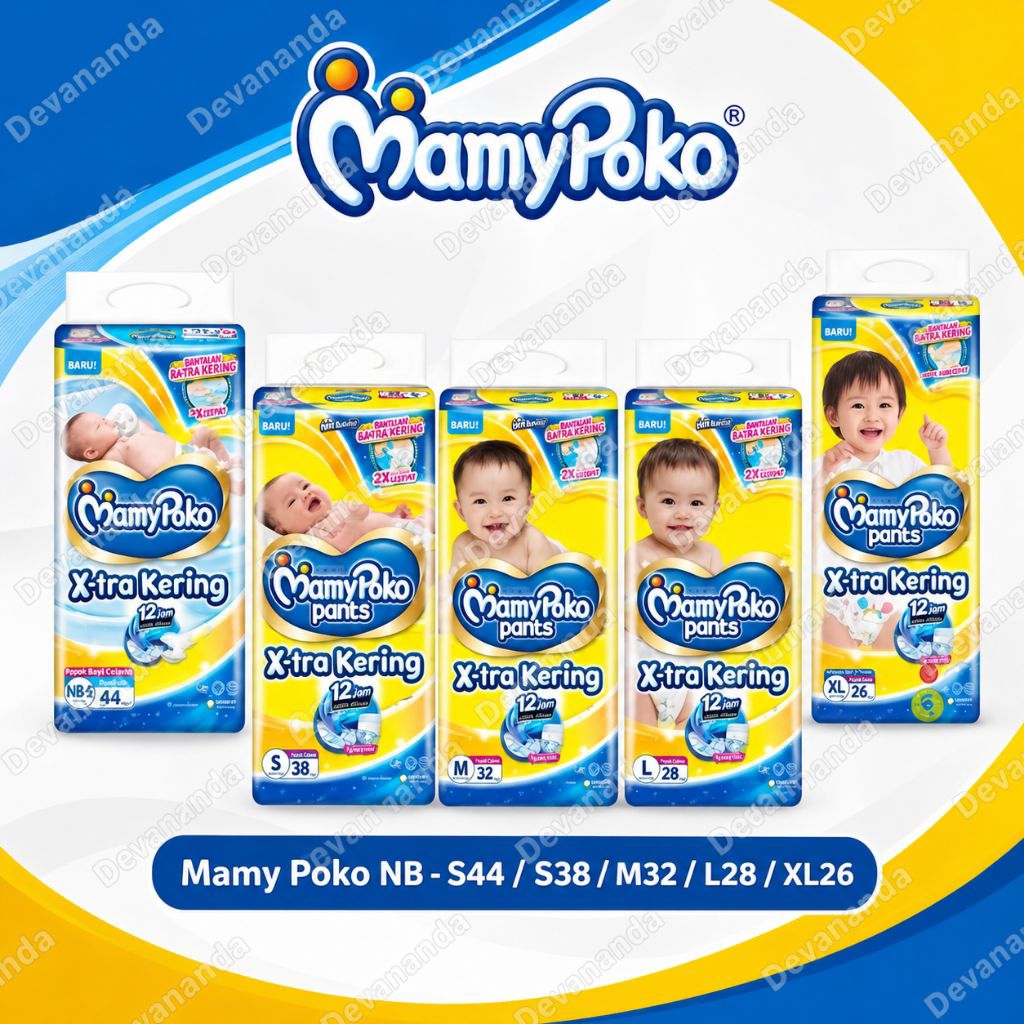 PAMPERS MAMYPOKO X-TRA KERING MURAH NBS44/S38/M32/L28