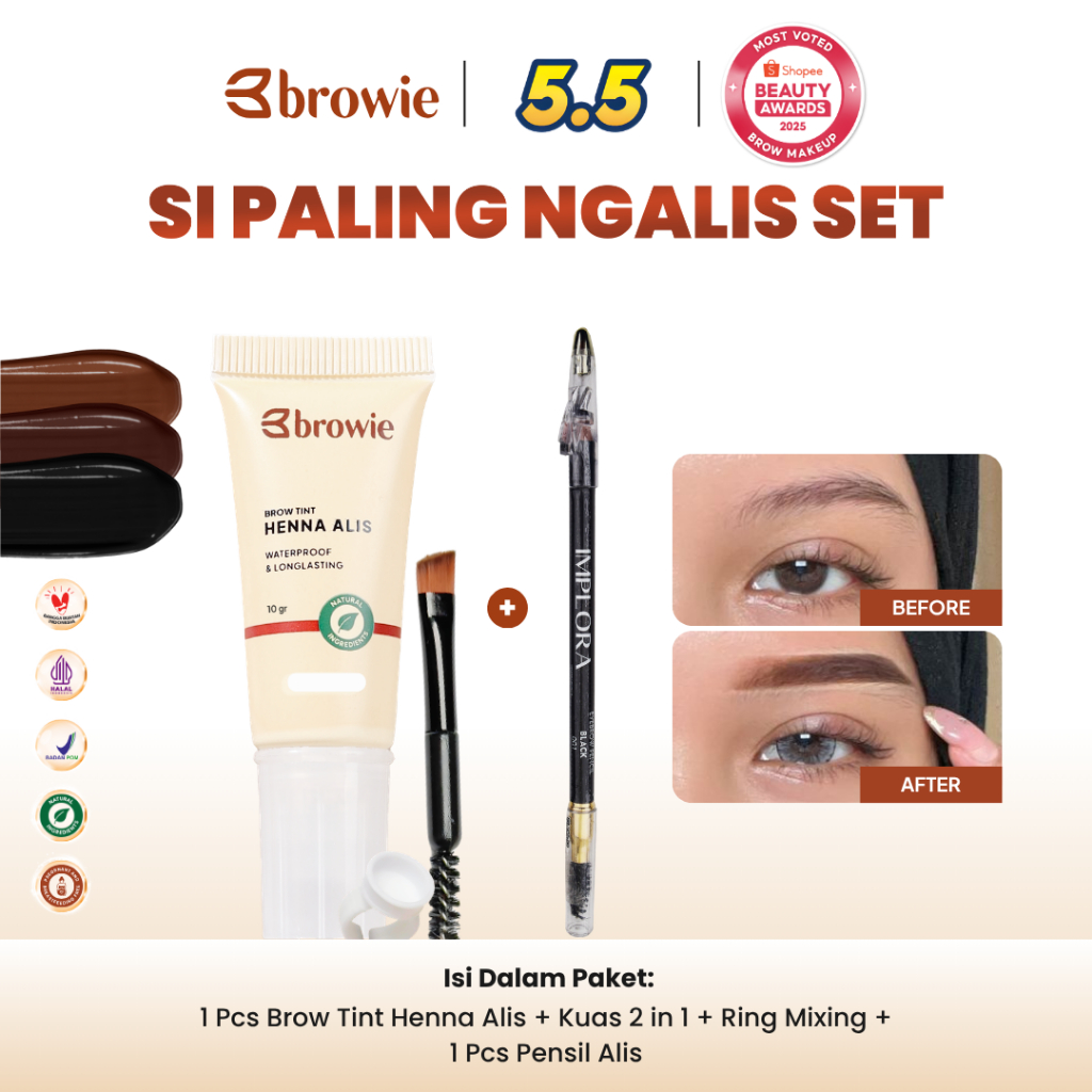 [SI PALING NGALIS SET] browie Brow Tint Henna Alis + Pensil Alis Implora | eyebrow waterproof gel