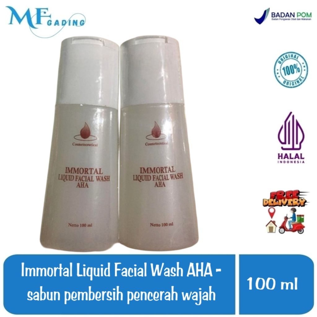 Immortal Liquid Facial Wash AHA - sabun pembersih pencerah pelembab / anti aging - BPOM