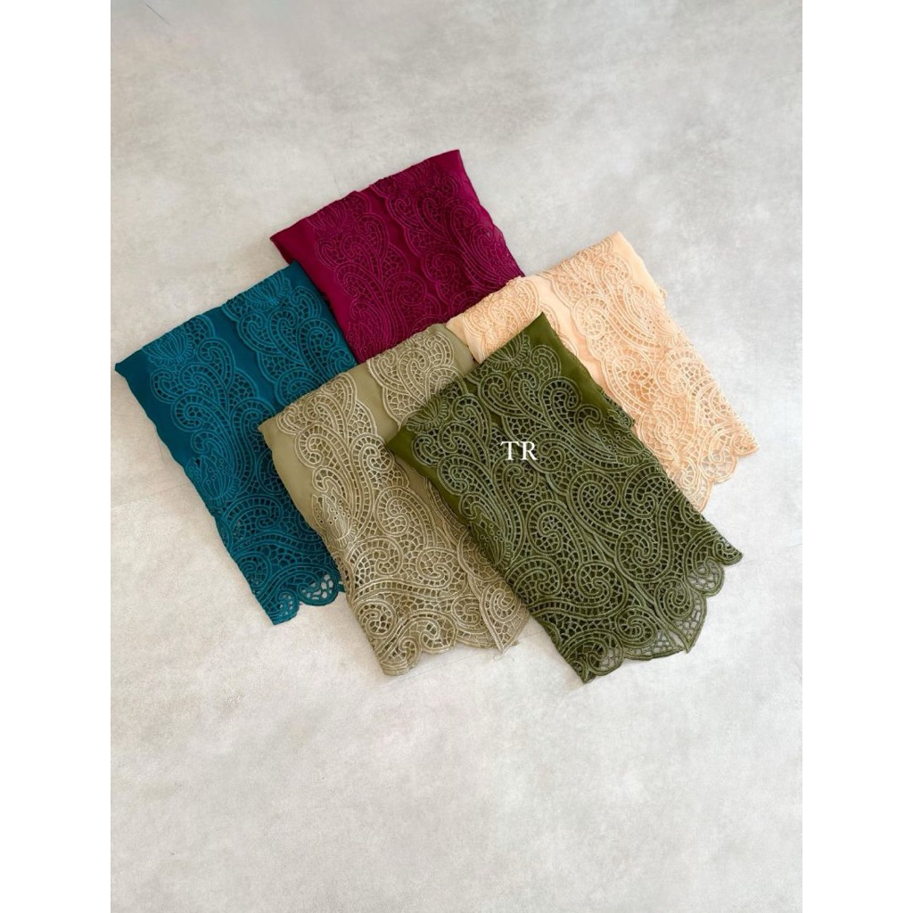JIEE- kain Kebaya bordir bahan kebaya motif lotus bahan sutra crepe