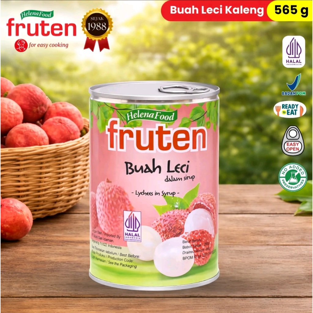 [BPOM HALAL] Fruten Kelengkeng Kaleng (Longan In Syrup) 565gr & Leci Kaleng (Lychee In Syrup) 565gr 