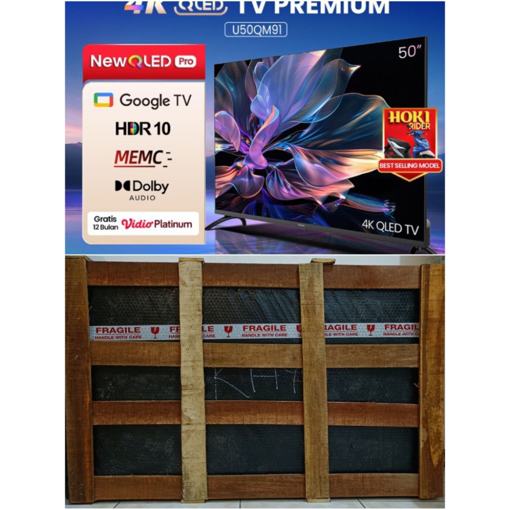 (BNIB + Packing Kayu + Bracket) Changhong QLED TV 4K 50 inch Google Smart QLED PRO Digital TV Dolby 