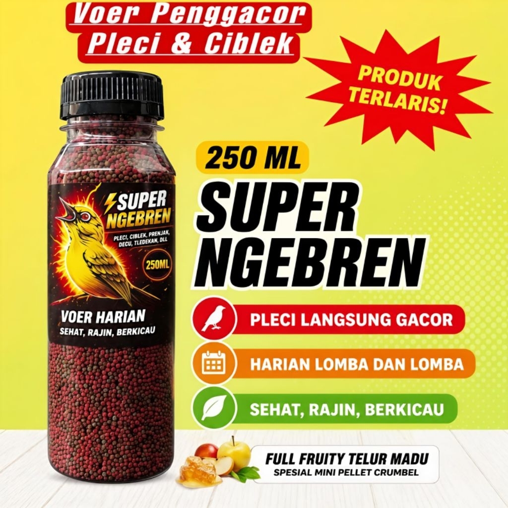 SUPER NGEBREN VOER PLECI 250ML Pakan Penggacor Burung Pleci Ciblek Tlededekan DLL Full Fruity Telur 