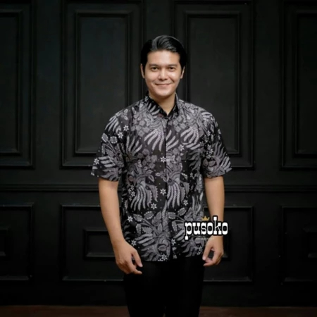 TERBARU Kemeja Batik Pria Lengan Pendek Abu abu Hem Baju Batik Pria Lengan Pendek M L XL XXL