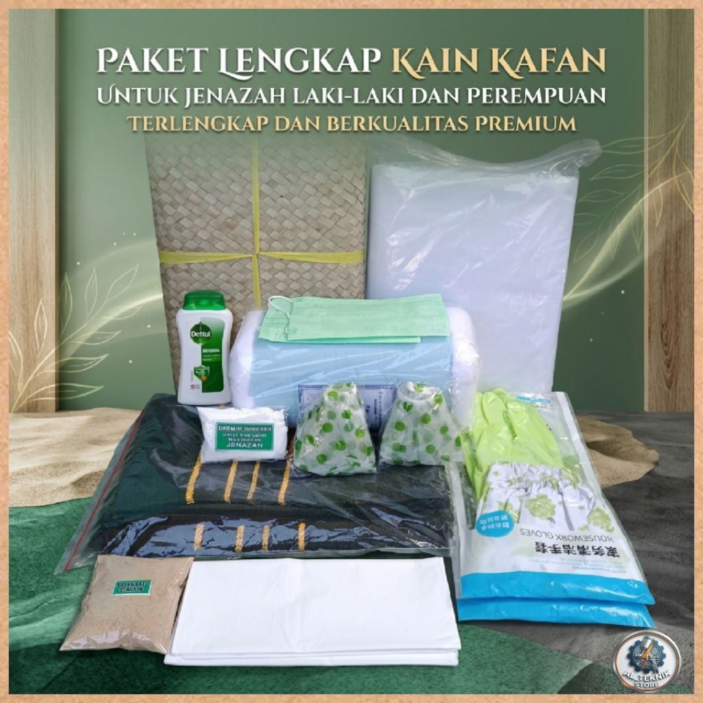 Paket kain kafan untuk jenazah laki-laki dan perempuan