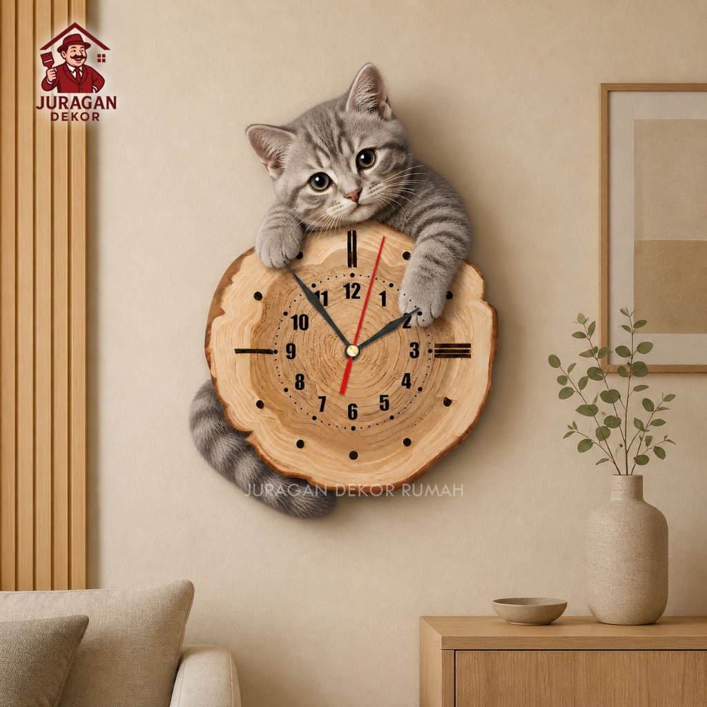 Jam Dinding Kucing Lucu Dekorasi Ruang Tamu Jam Dinding Aesthetic Unik