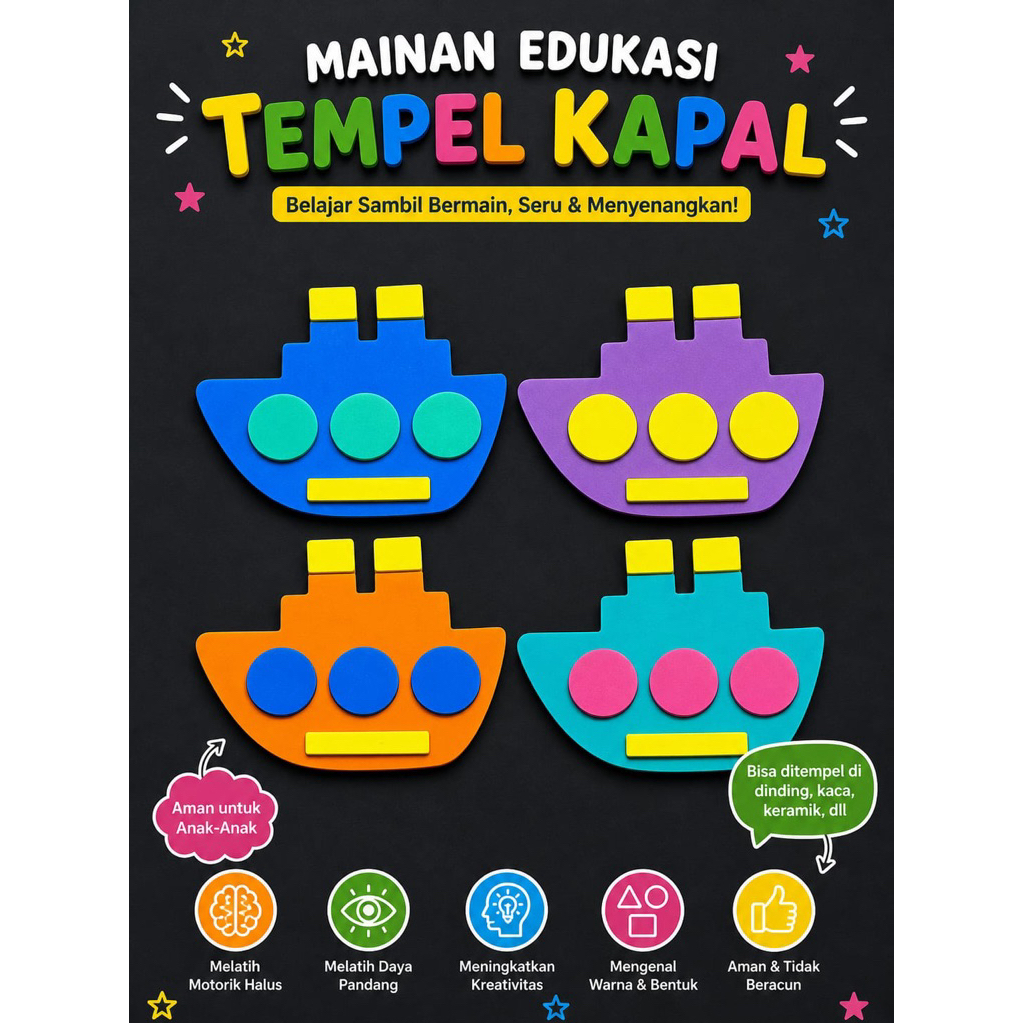 edukasi anak sticker dinding eva foam karakter